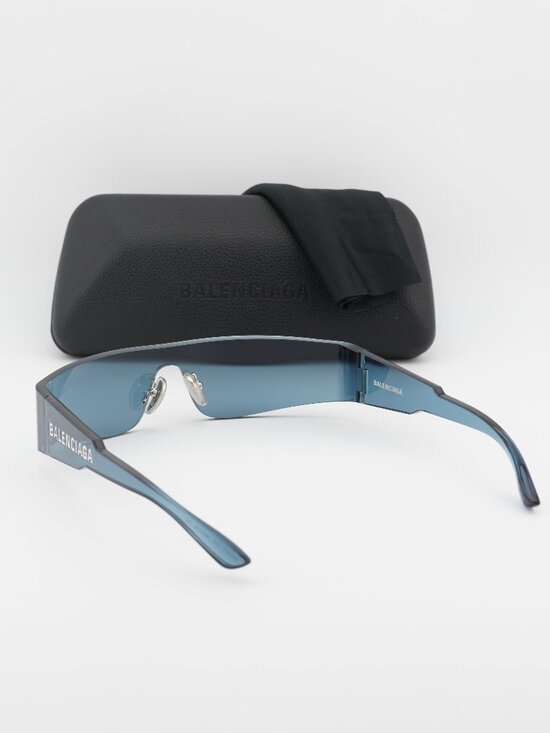 Balenciaga BB0041S 014 Shield Unisex Wrap-Around Sunglasses - Blue main image 4